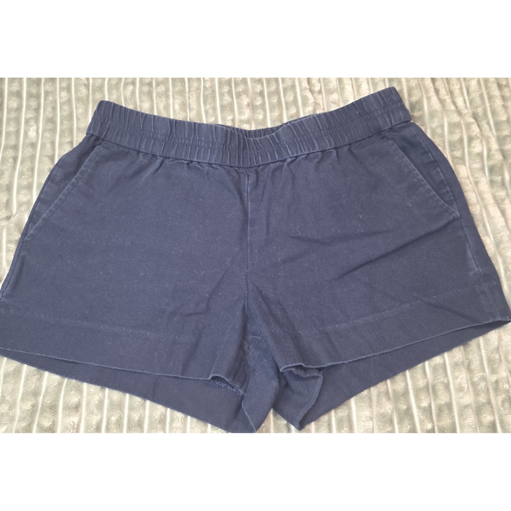 J.CREW Navy Blue Cotton Chino Pull On Shorts Elastic Waist Pockets 4 Normcore